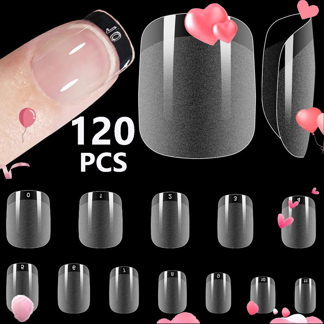 Velveta™ 120pcs Pre-Buffed Acrylic Nail Tips – Multi-Shape Salon Set