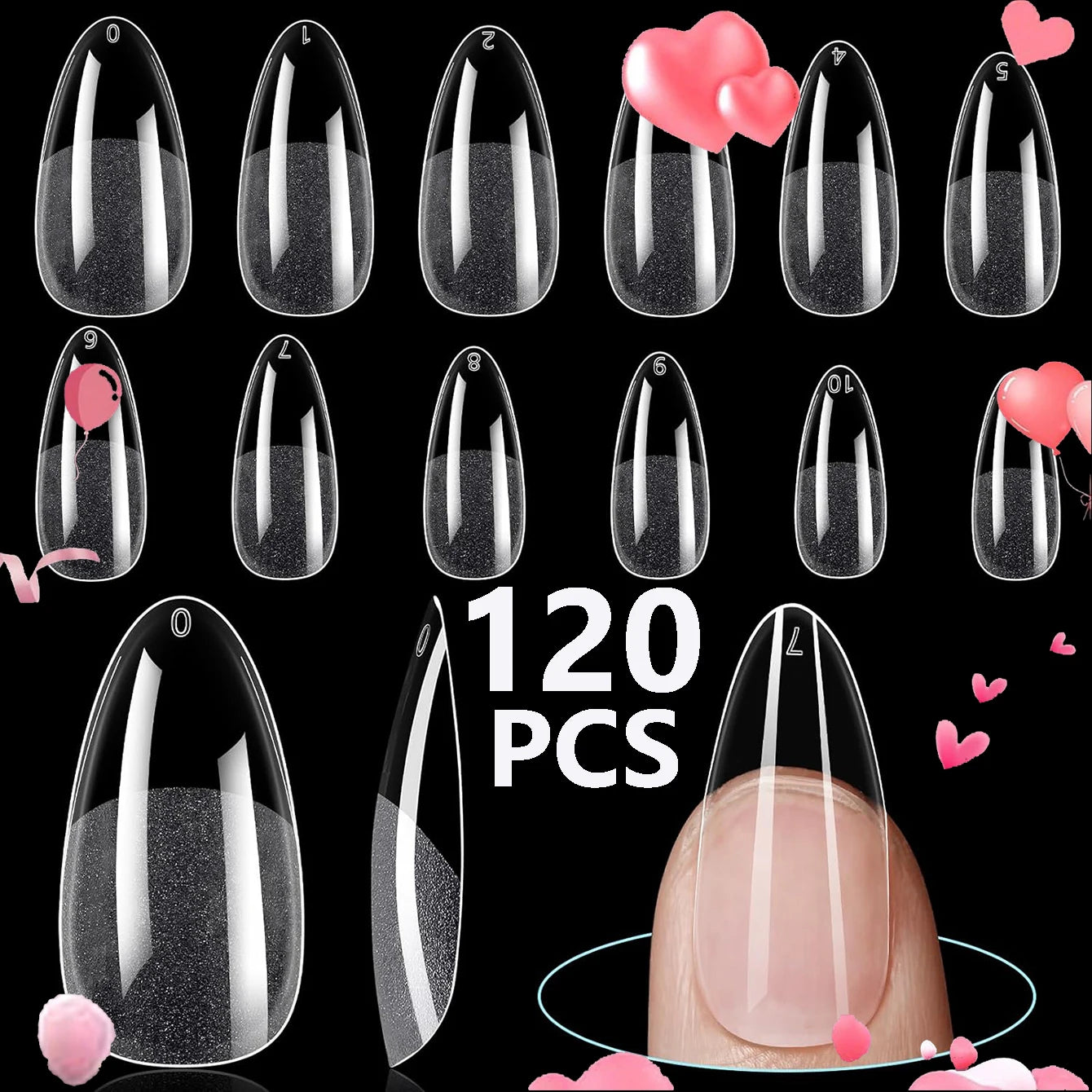 Velveta™ 120pcs Pre-Buffed Acrylic Nail Tips – Multi-Shape Salon Set