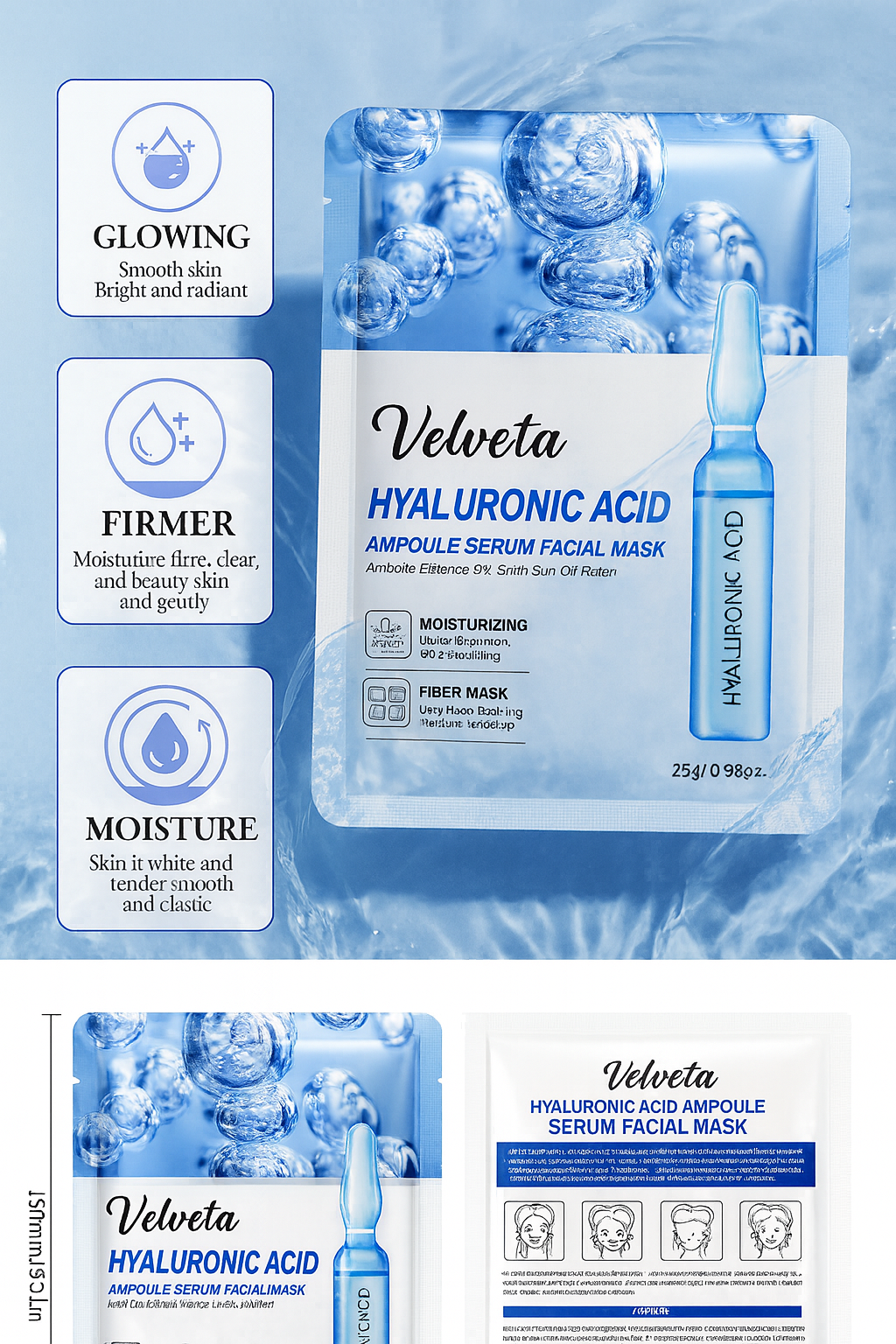 Velveta™ HydraGlow – Hyaluronic Acid Facial Mask
