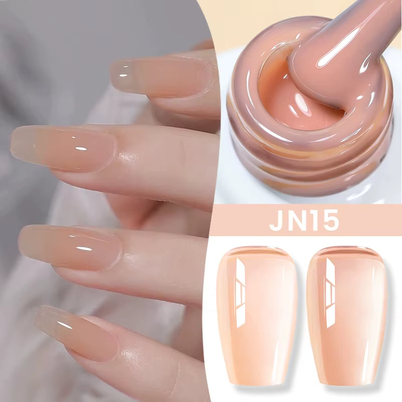 Jelly Nude Gel Nail Polish Set – Pack of 6 Semi Transparent UV/LED Colors