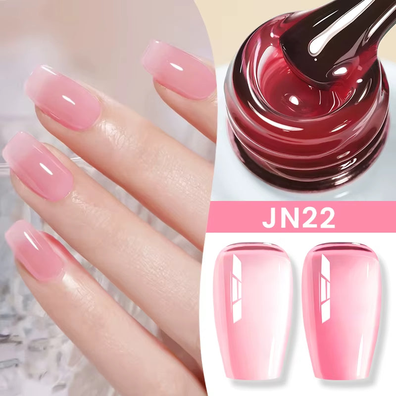 Jelly Nude Gel Nail Polish Set – Pack of 6 Semi Transparent UV/LED Colors