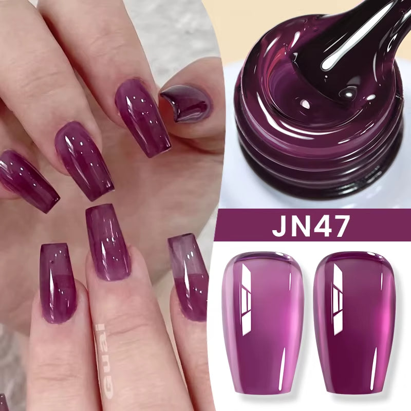 Jelly Bold Gel Nail Polish Set – Pack of 6 Semi Transparent UV/LED Colors