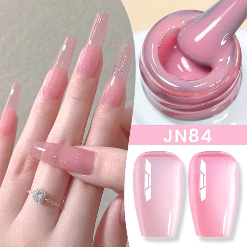 Jelly Nude Gel Nail Polish Set – Pack of 6 Semi Transparent UV/LED Colors