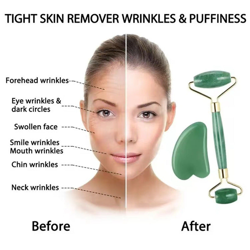 Velveta™ Jade Face Roller & Gua Sha Set – Natural Skin Glow Tool