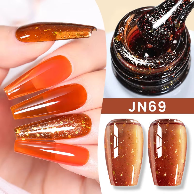Jelly Bold Gel Nail Polish Set – Pack of 6 Semi Transparent UV/LED Colors
