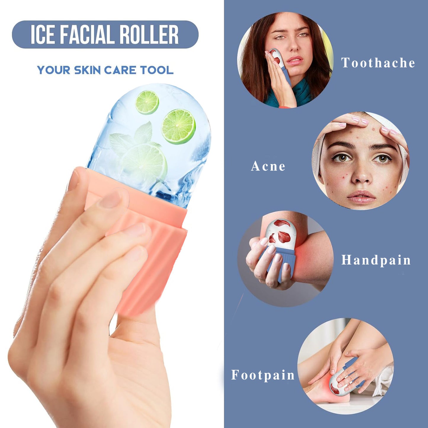 Velveta™ Ice Roller for Face – Cooling & Depuffing Facial Tool